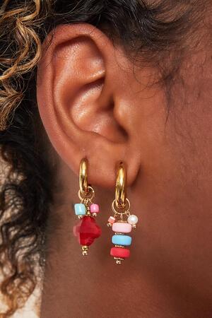 Boucles d'oreilles pendantes trèfle Vert & Or Acier inoxydable h5 Image5